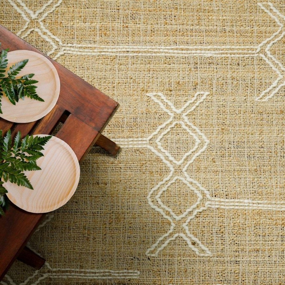 Tapis abstrait boho en coton jute