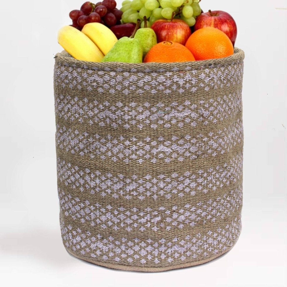 Panier rond en jute marron