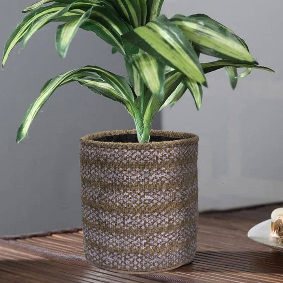 Panier rond en jute marron – Image 3
