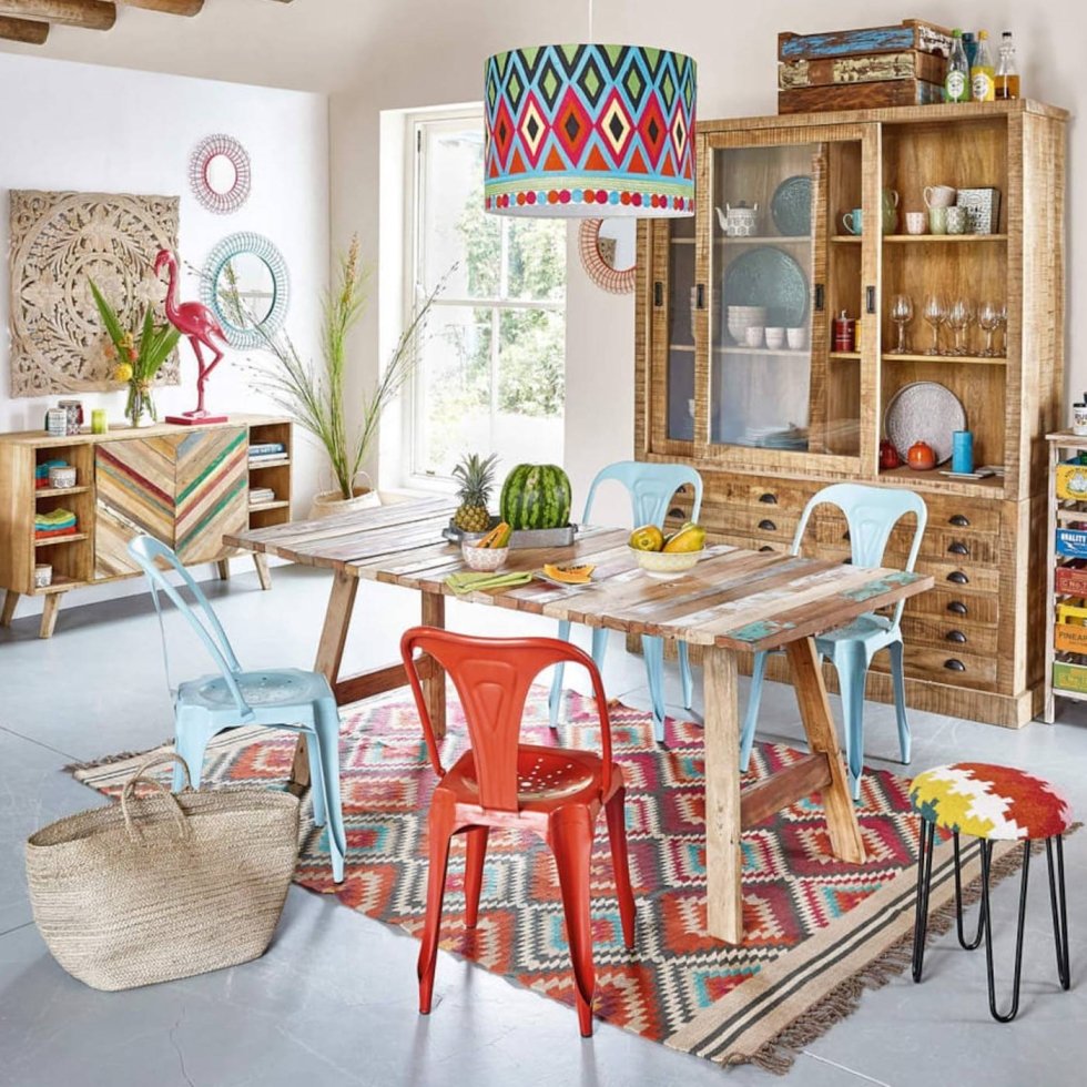 Tapis en laine et jute à losanges colorés – Image 2