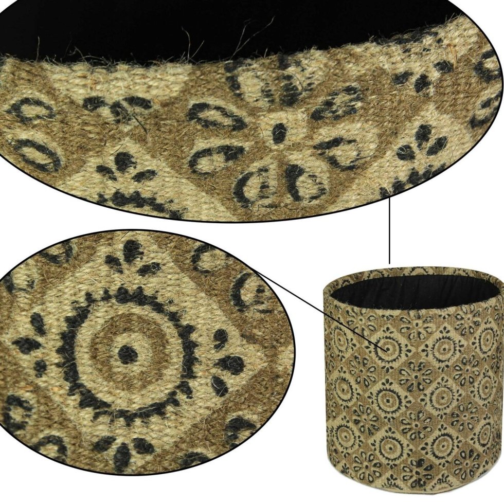 Panier rond en jute avec diamant vert – Image 3