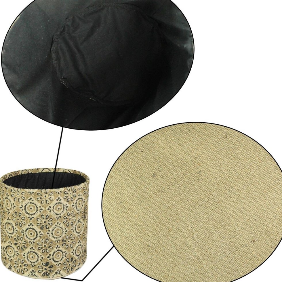 Panier rond en jute avec diamant vert – Image 4