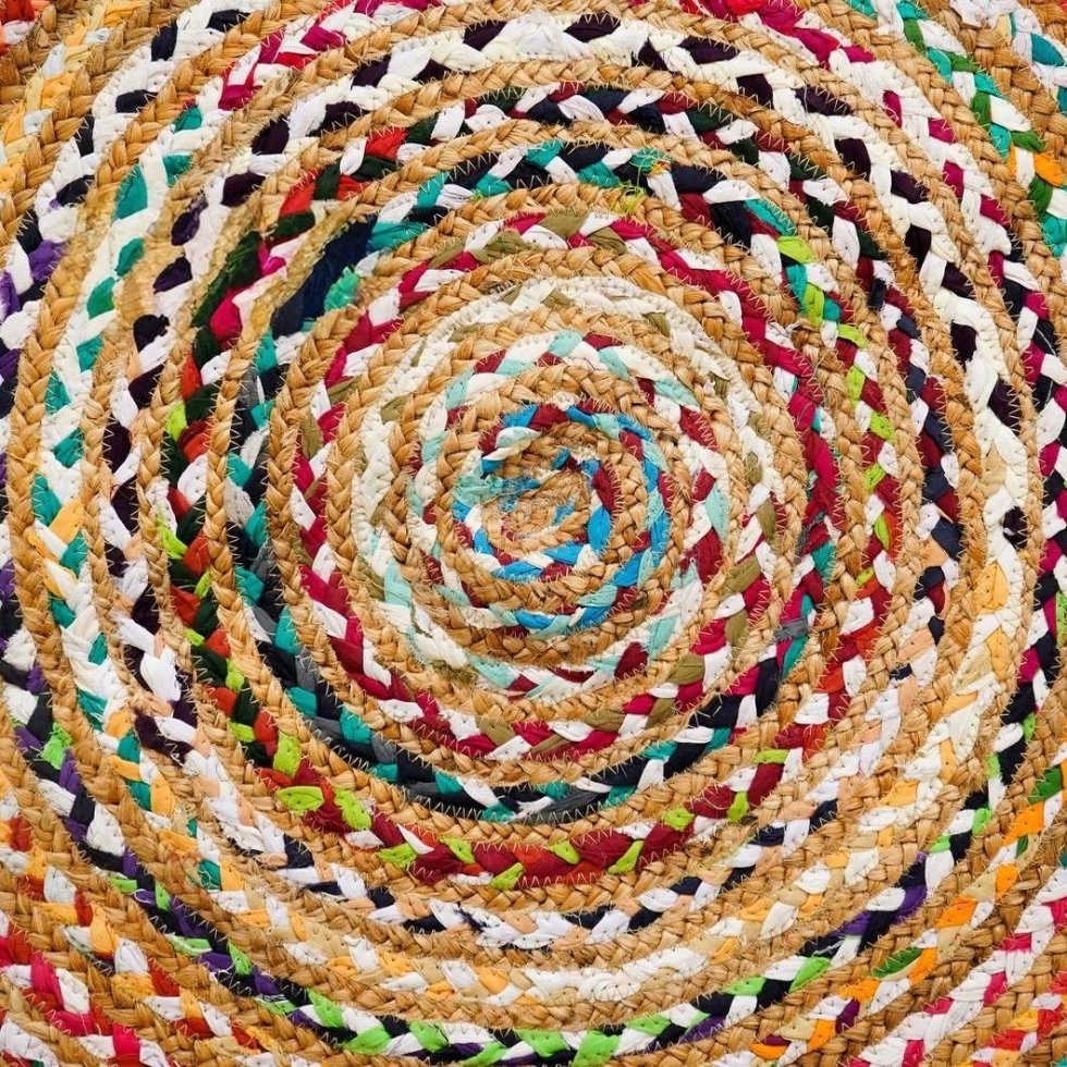 Tapis rond en chindi tressé à la main – Image 2
