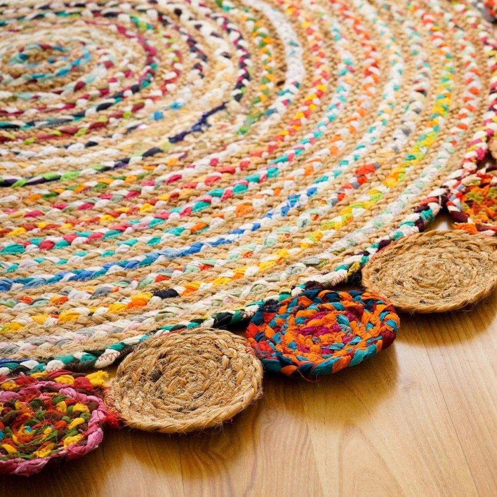 Tapis rond en chindi tressé à la main – Image 3