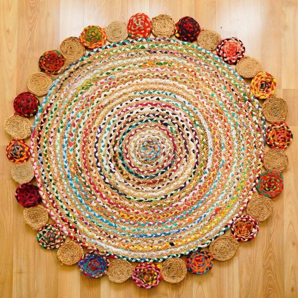 Tapis rond en chindi tressé à la main – Image 4