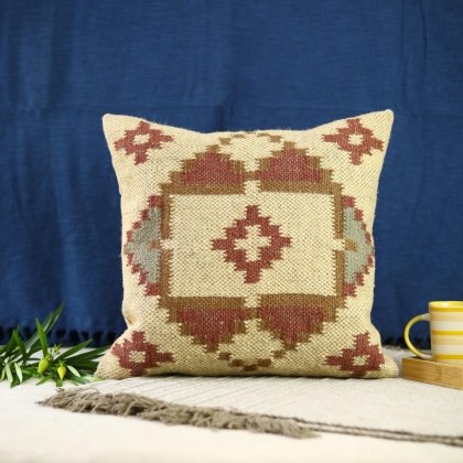 Coussin kilim en jute ivoire
