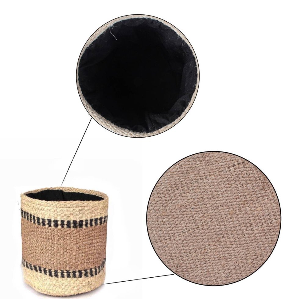 Panier rond en jute ivoire et beige – Image 3
