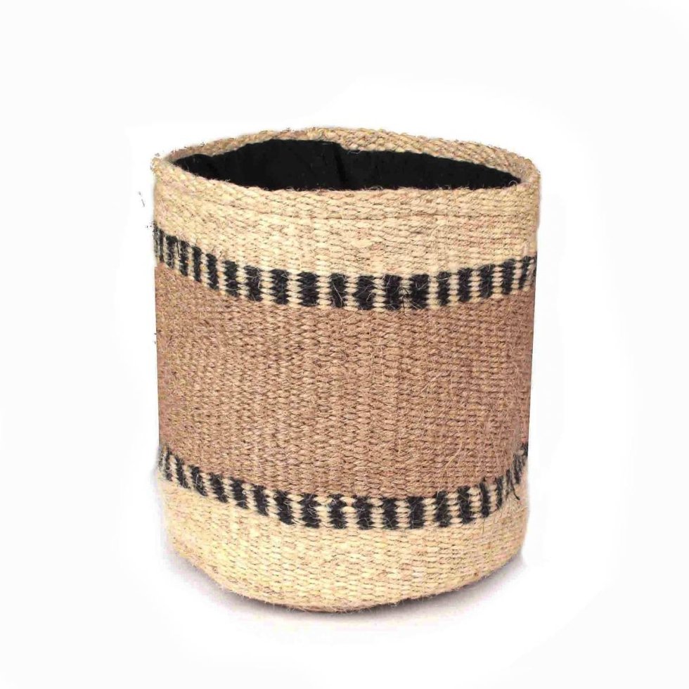 Panier rond en jute ivoire et beige – Image 2