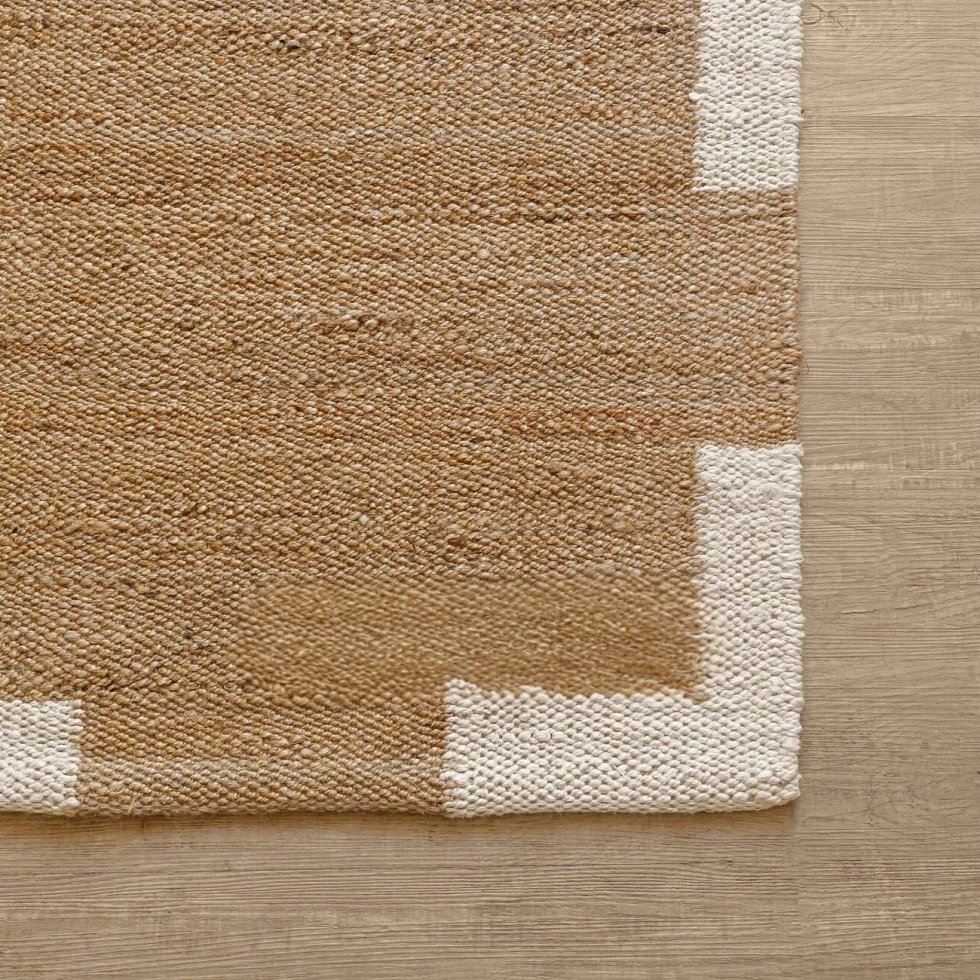 Tapis de jute et de chanvre avec bordure blanche – Image 4