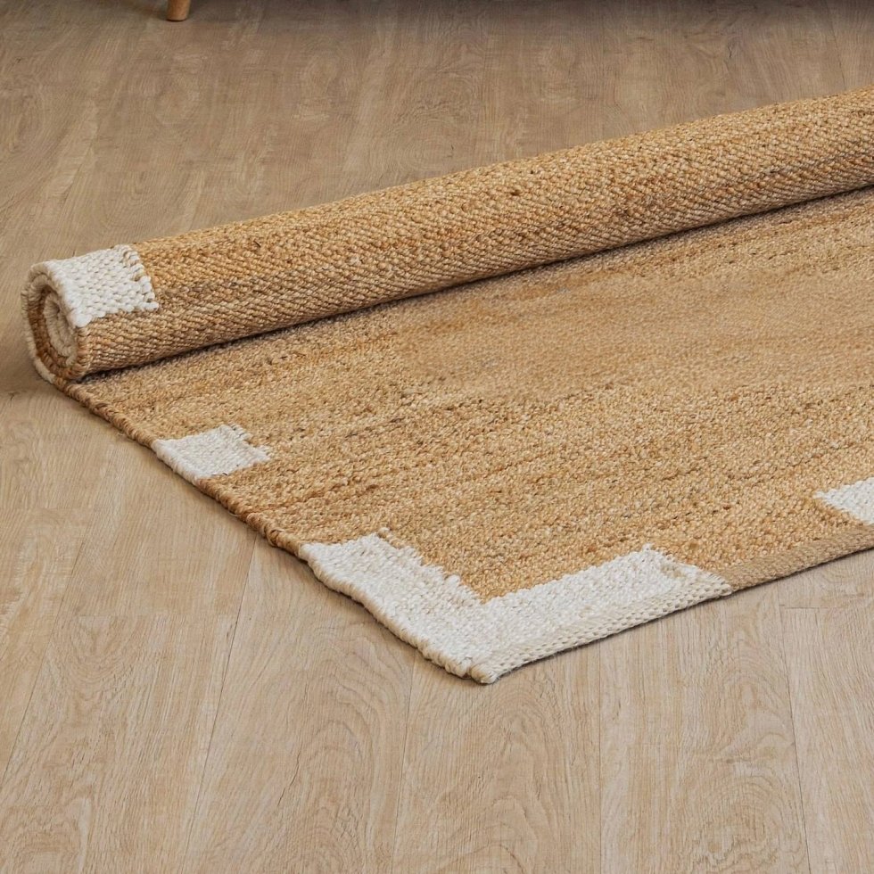 Tapis de jute et de chanvre avec bordure blanche – Image 5