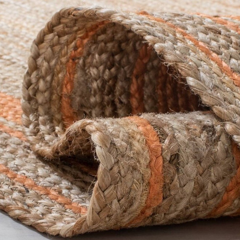 Tapis de sol en jute avec bordure orange – Image 5