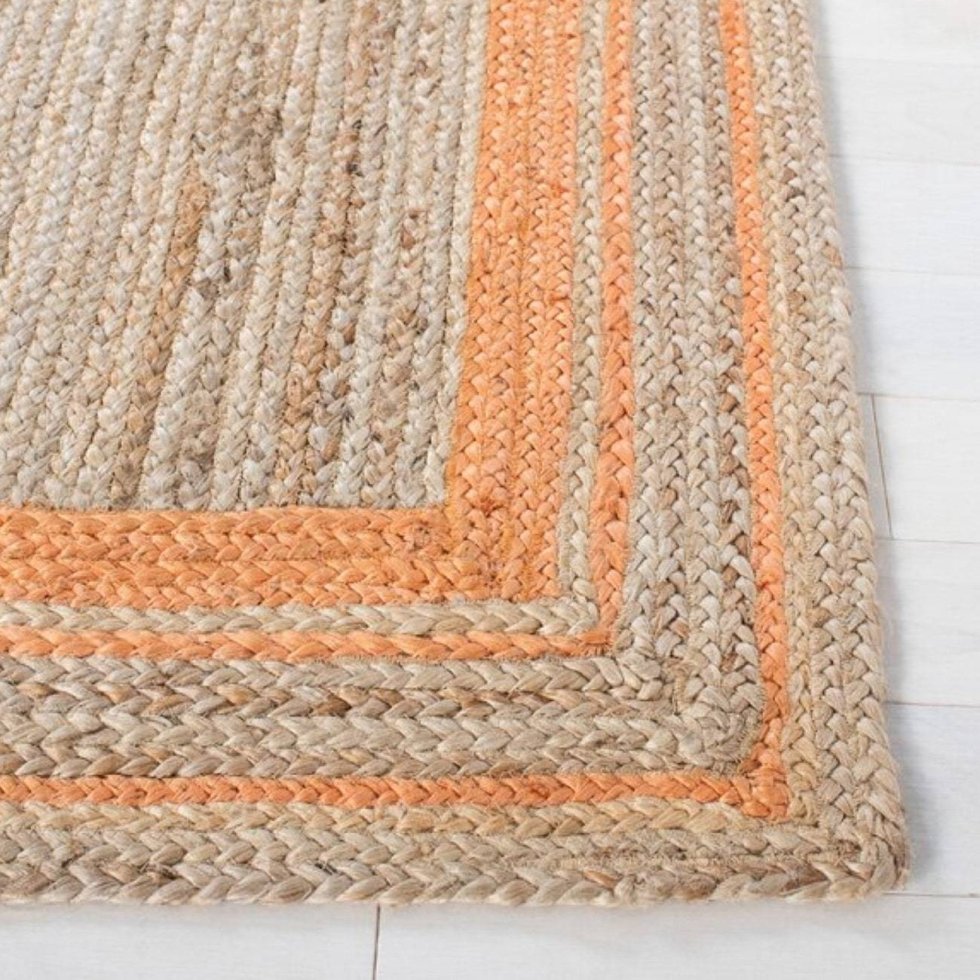 Tapis de sol en jute avec bordure orange – Image 3