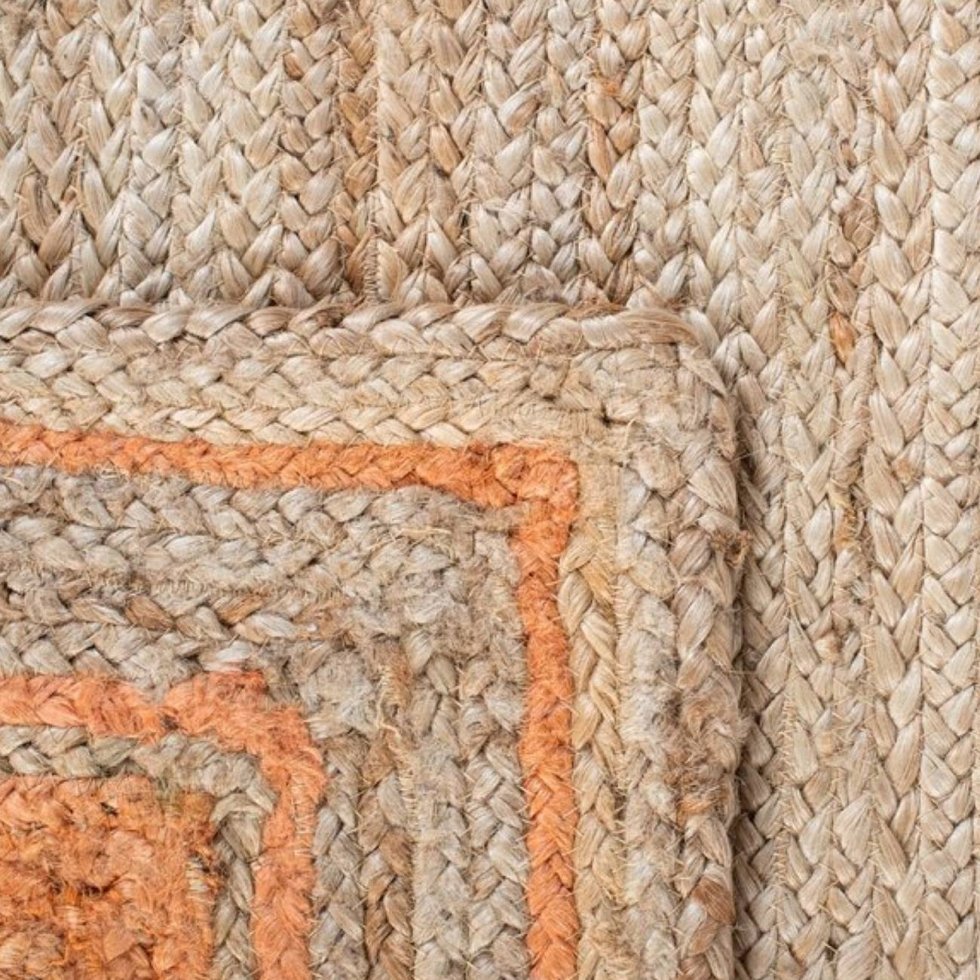 Tapis de sol en jute avec bordure orange – Image 4