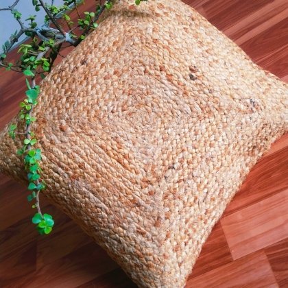 Natural braided jute pillows set 4