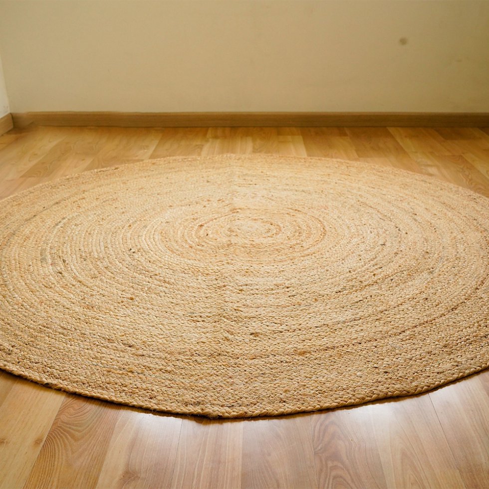 Tapis rond en jute tressé naturel – Image 2