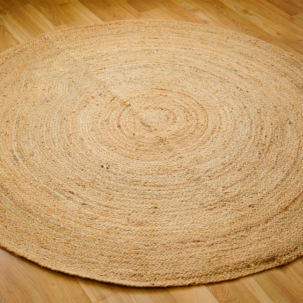 Tapis rond en jute tressé naturel – Image 3