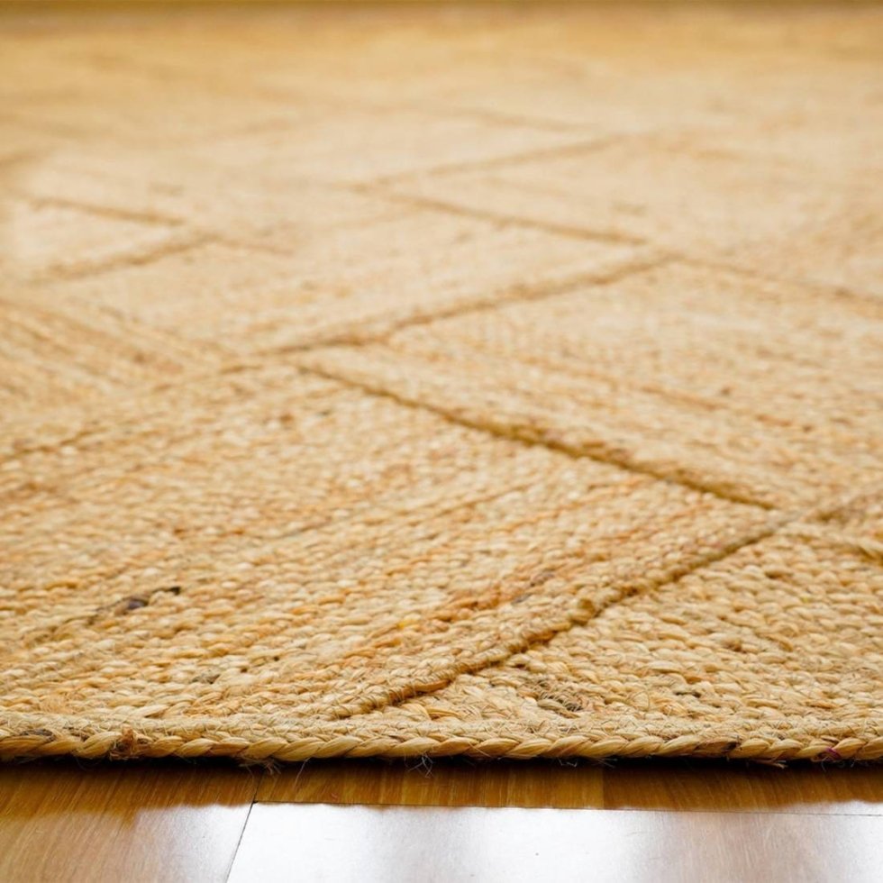 Tapis en jute diamant naturel tissé à la main – Image 3