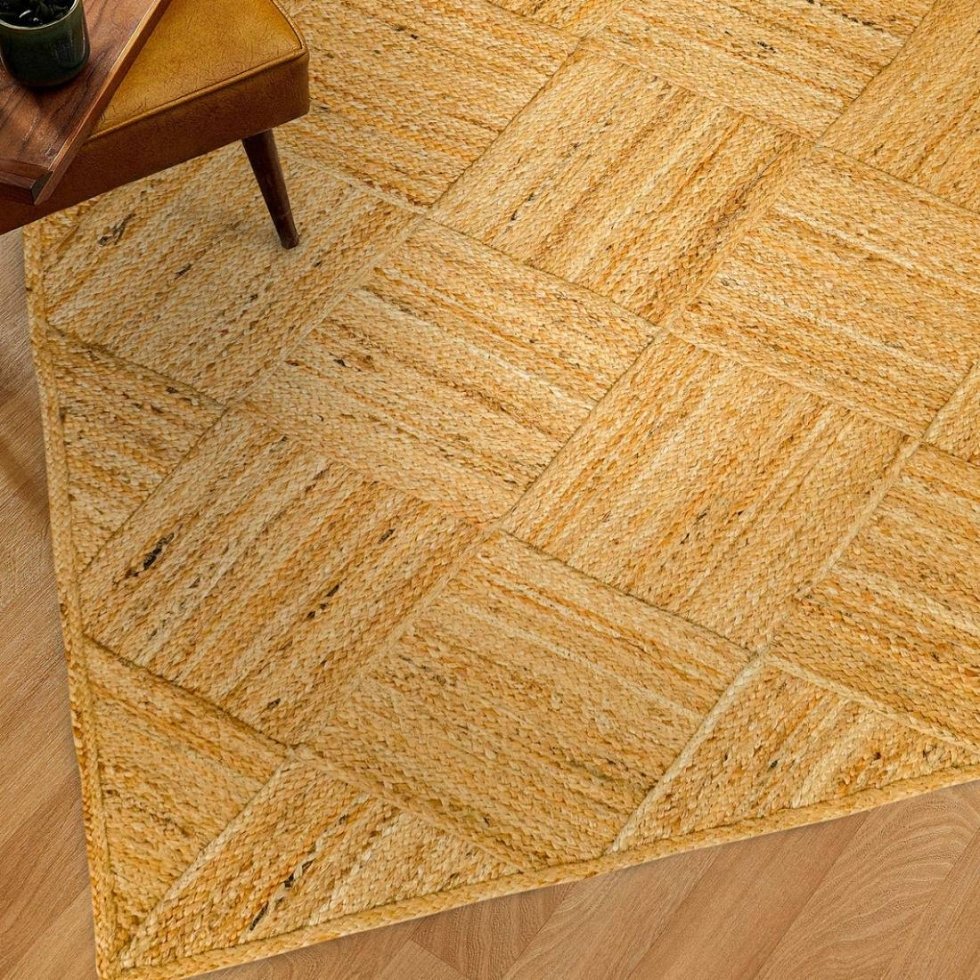 Tapis en jute diamant naturel tissé à la main – Image 2