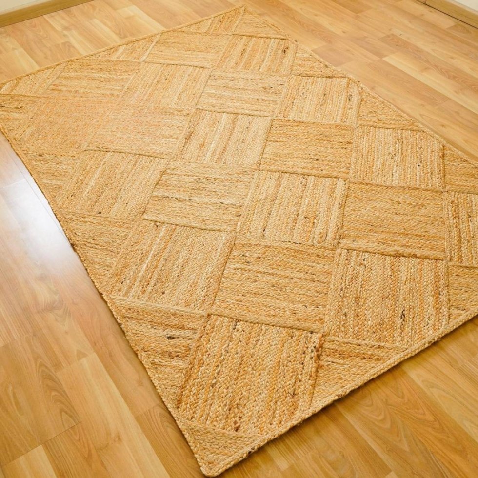 Tapis en jute diamant naturel tissé à la main