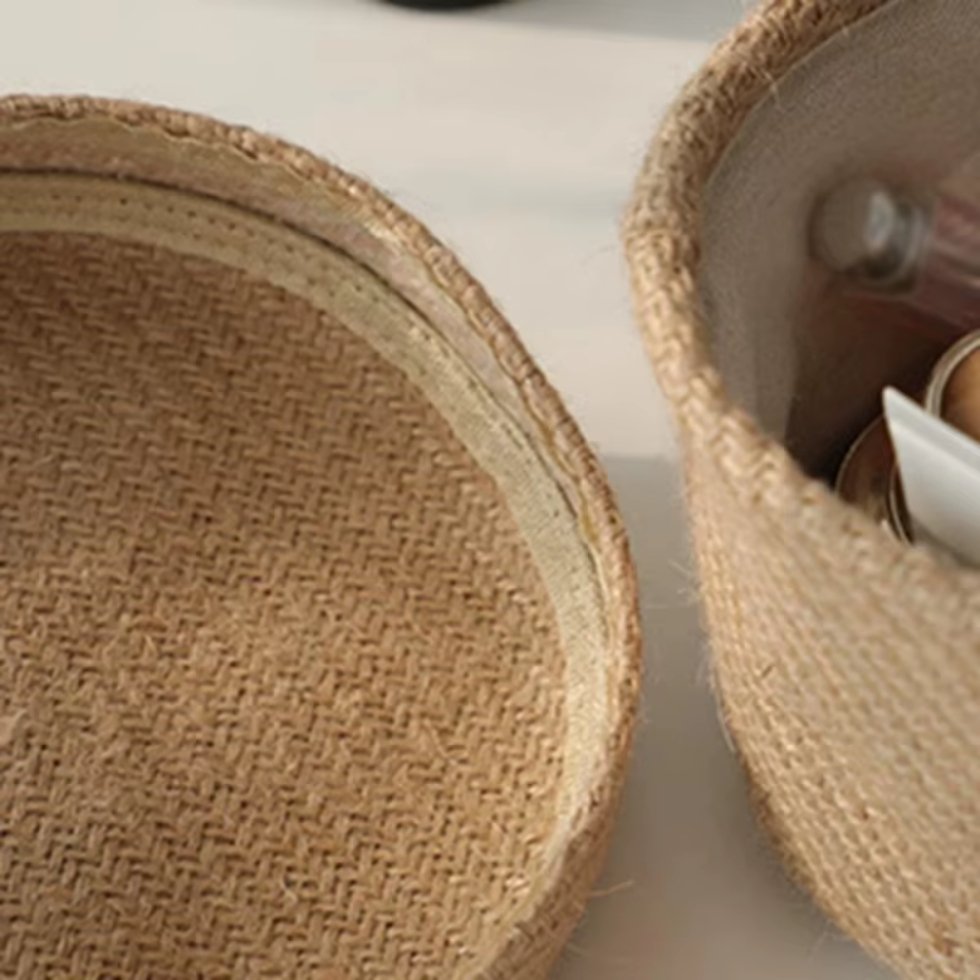 Panier rond en jute naturel avec couvercle – Image 4