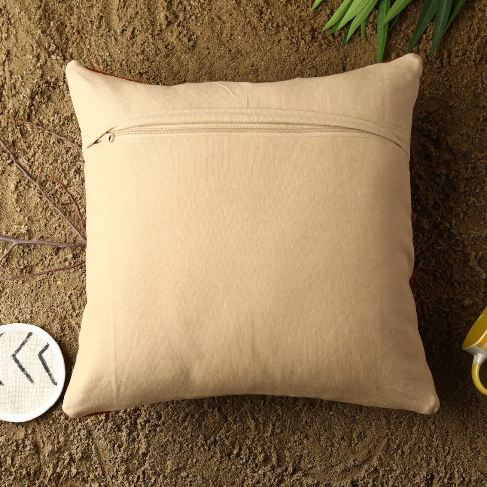 Coussin kilim en laine et jute rouille et vert – Image 4