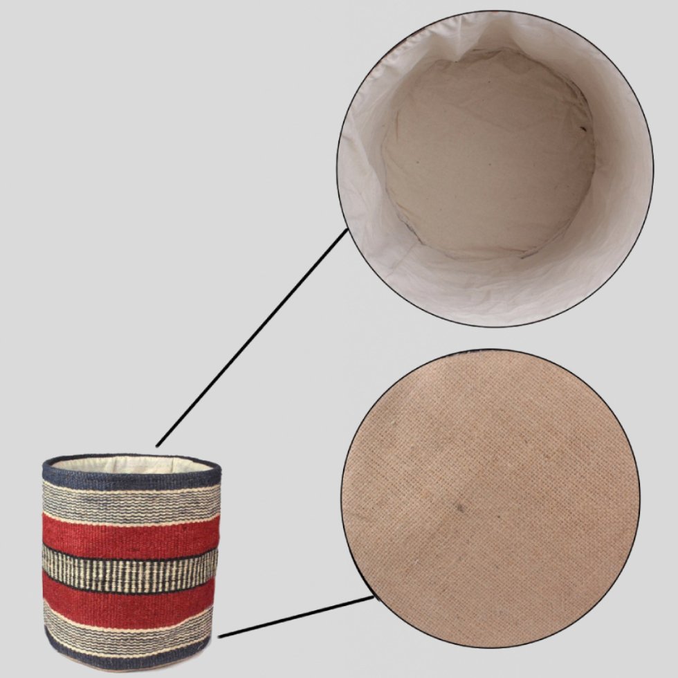 Panier en jute rouille et marine pour plantes – Image 4