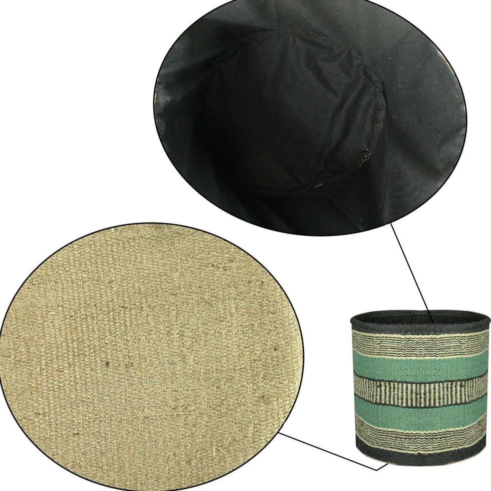 Panier en jute à rayures turquoise – Image 3