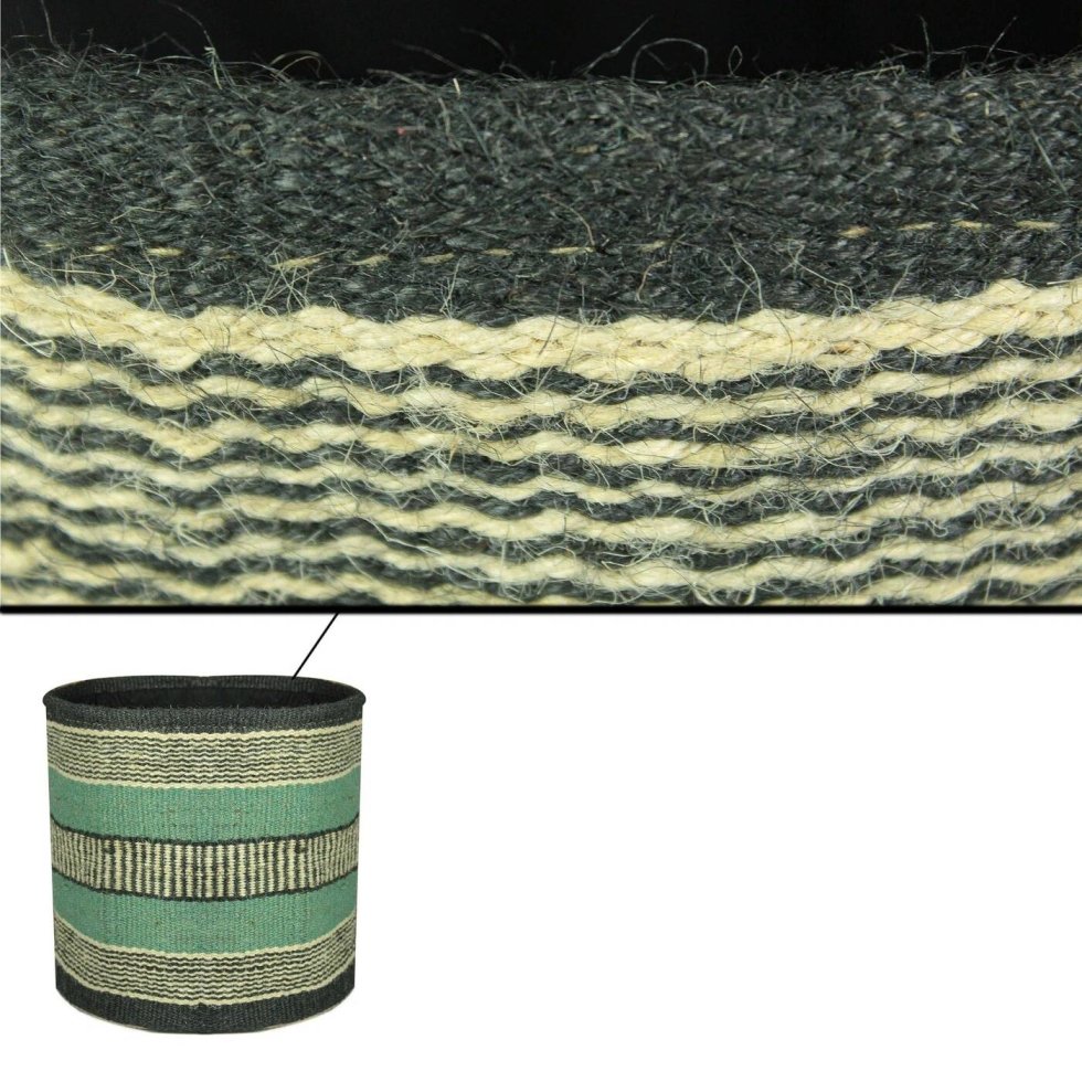 Panier en jute à rayures turquoise – Image 4