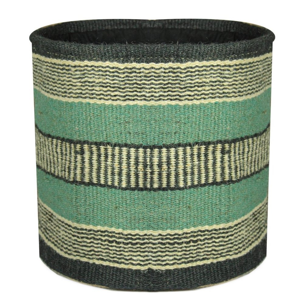 Panier en jute à rayures turquoise – Image 2