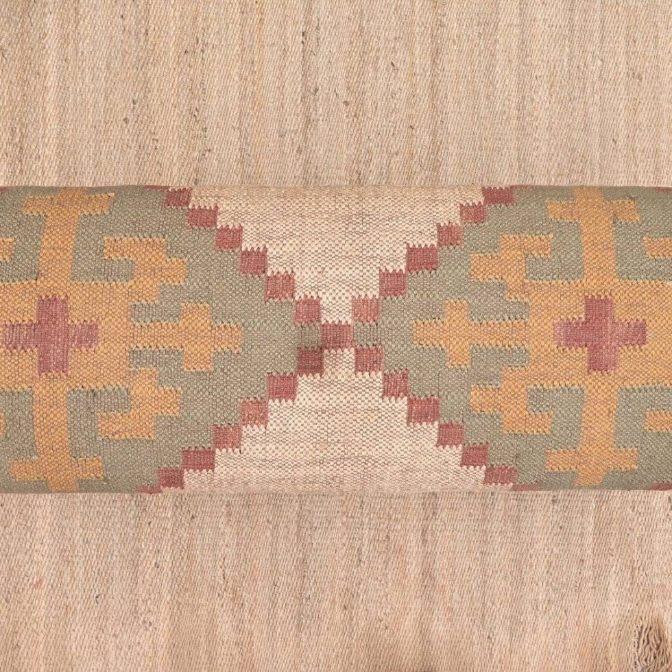 Banc ottoman rembourré en laine et jute – Image 3