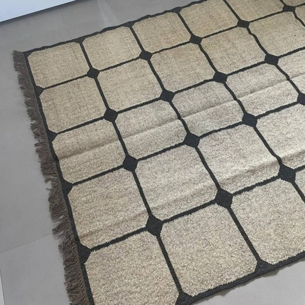 Wool and jute rug square pattern – Image 5