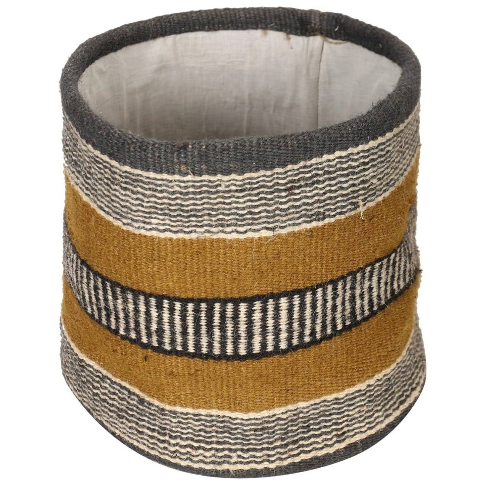 Panier en jute jaune et gris – Image 3