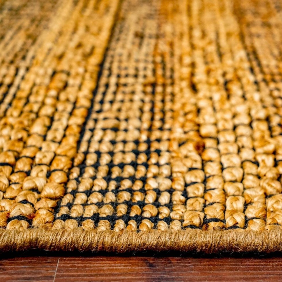 Tapis en coton et jute jaune – Image 3