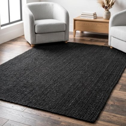 Accueil Black jute area rug