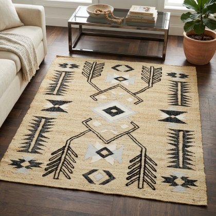 Bohomien tan flatweave jute-blend rug
