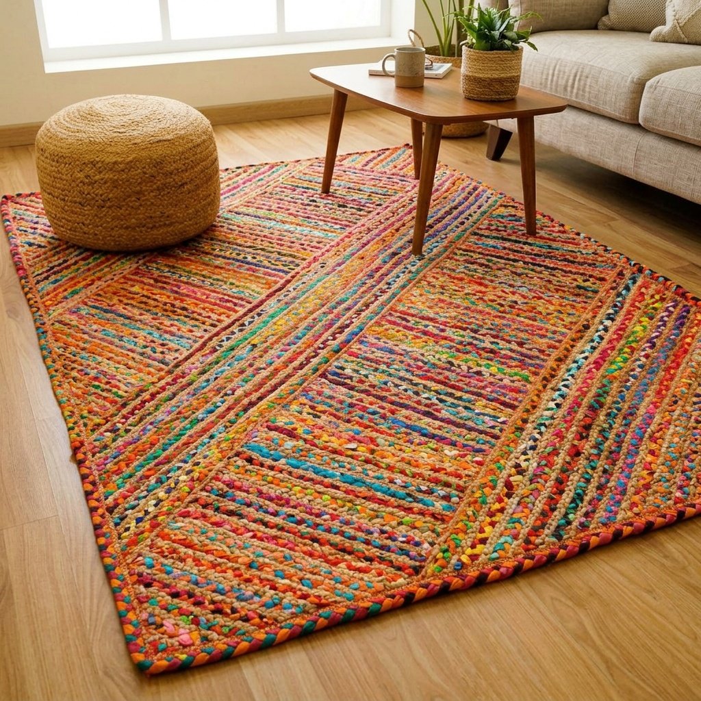Tapis de jute à rayures multicolores Chindi Chindi multicolor stripe jute rug