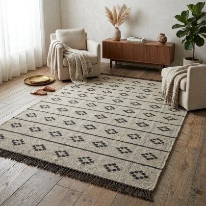 Light grey wool jute rug