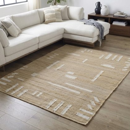 Living room cotton and jute rug