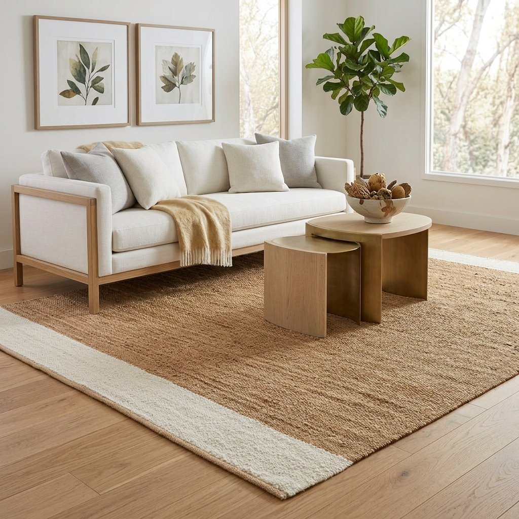 Tapis de jute naturel salon Natural jute rug living room
