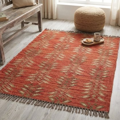 Accueil Reversible wool and jute rug