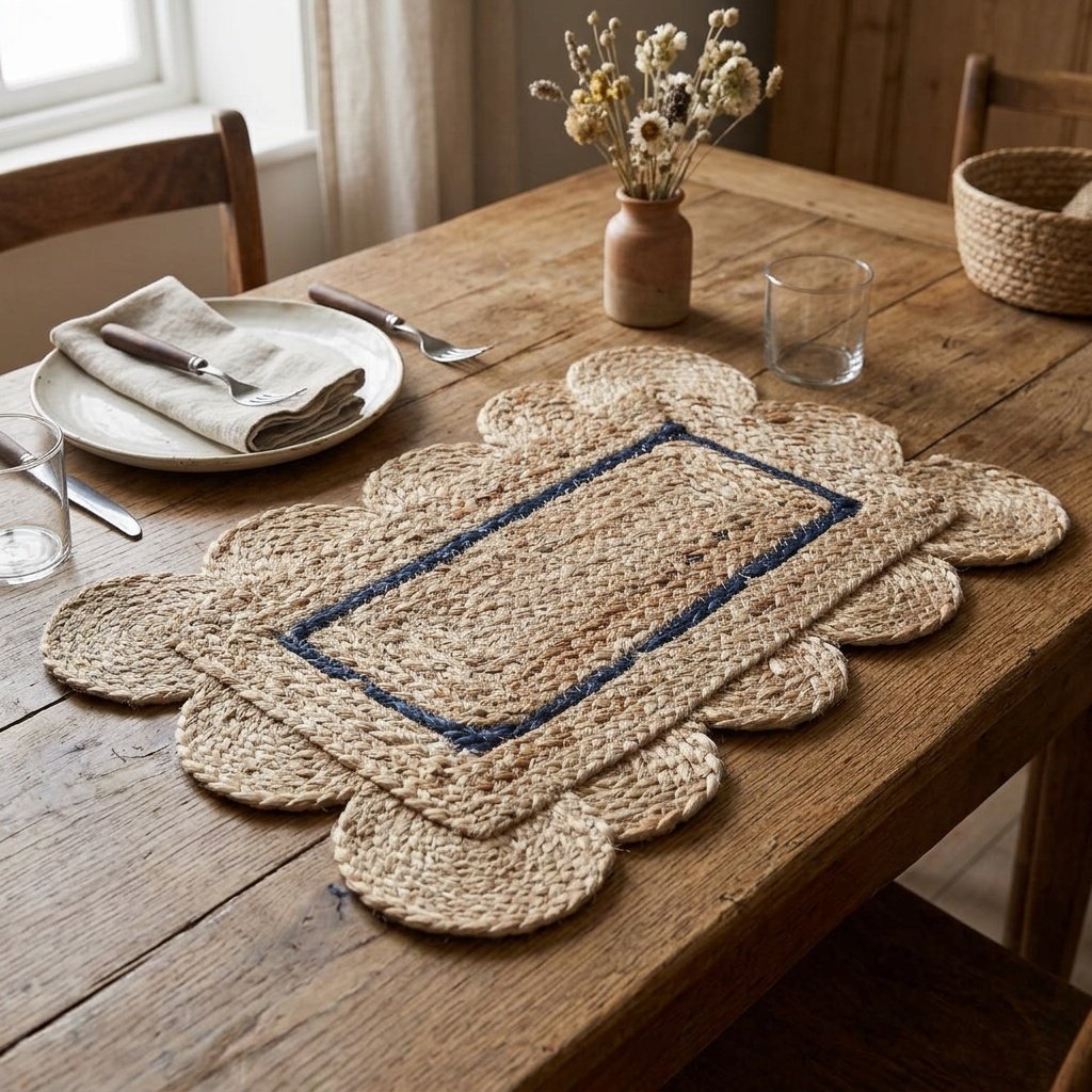 Sets de table en jute festonnés Scalloped jute placemats