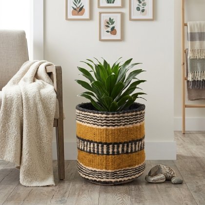 Accueil Black and yellow jute basket