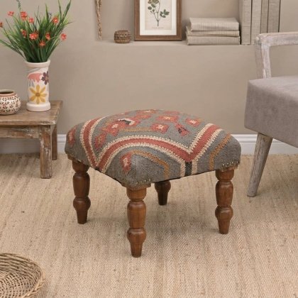 Grey jute stool ottoman
