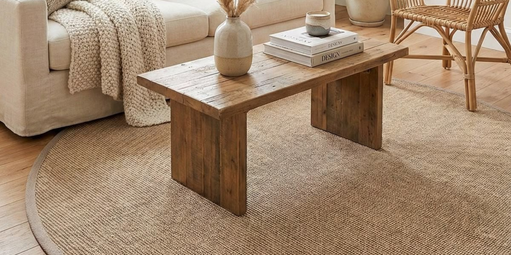 Pourquoi les designers utilisent-ils des pièces artisanales pour donner plus d'authenticité aux pièces ? jute rug round decor
