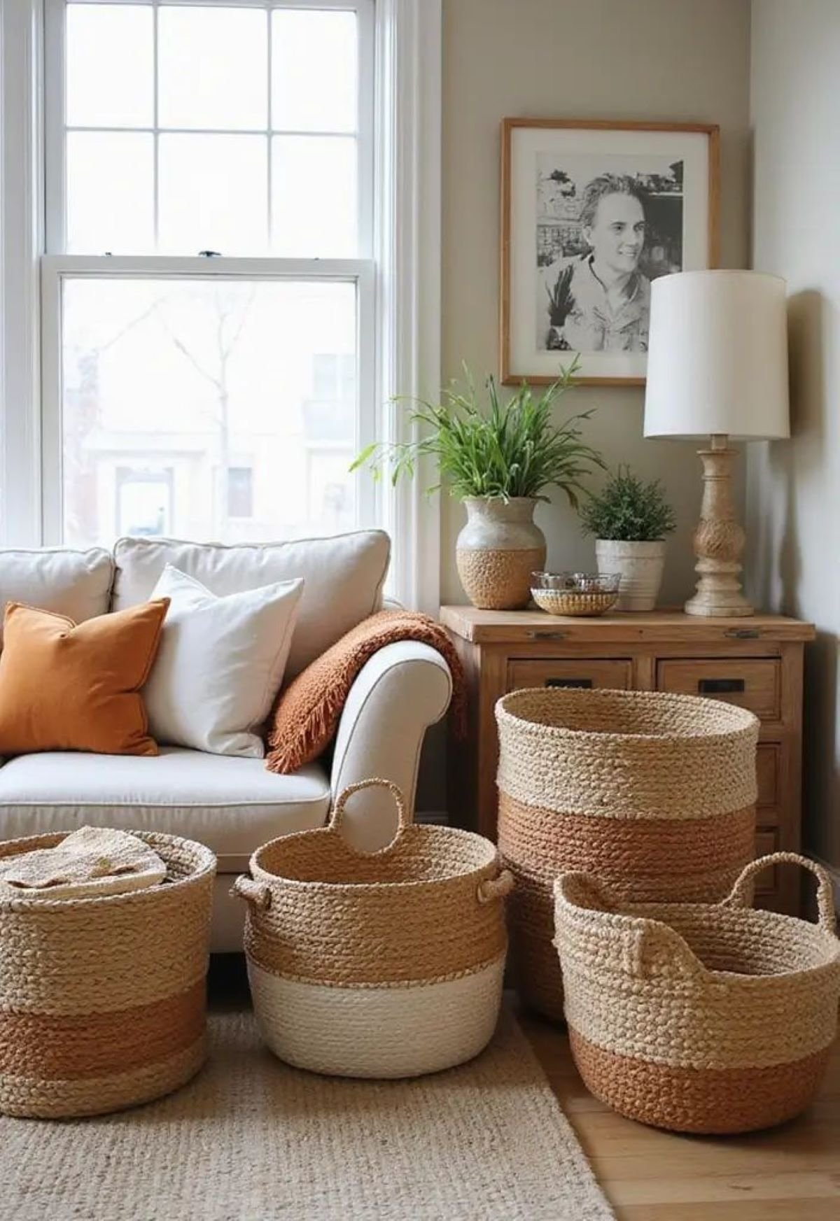 jute basket living room 1